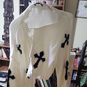 Cardigan with black crosses